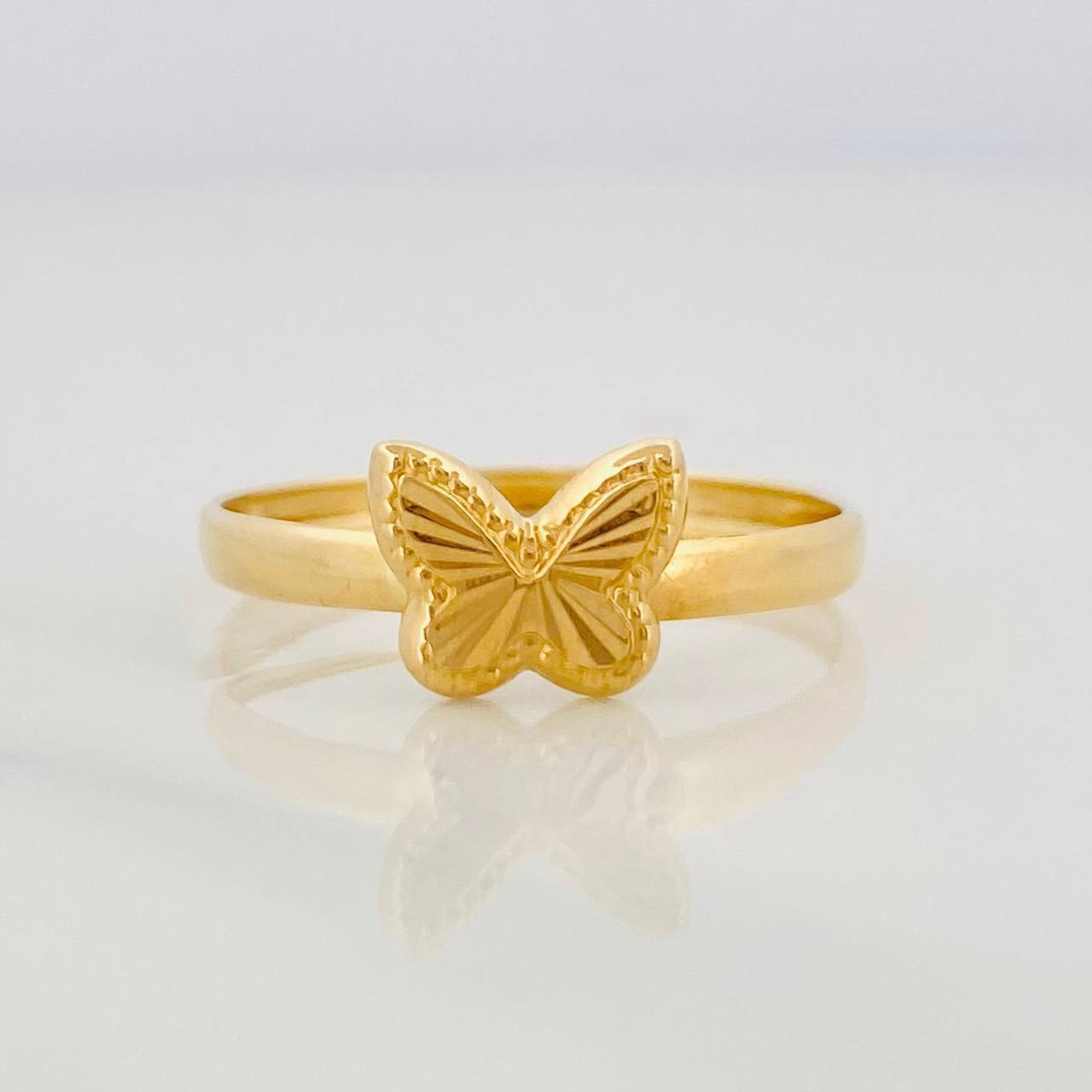 Anillo Mariposa Diamantado 0.75g / T6 3/4 Oro Amarillo 18K