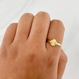 Anillo Trebol Diamantado 0.8g / T8 1/4 Oro Amarillo 18K