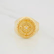 Compass Bordered Signet Ring 3.55g / T8 3/4 Yellow Gold 18K