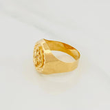 Compass Bordered Signet Ring 3.55g / T8 3/4 Yellow Gold 18K