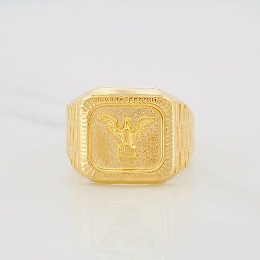 Eagle Signet Ring Bordered 3.15g / T10 Yellow Gold 18K