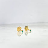 Stud Earrings Bezel 0.45gr / 3mm Green Zircon Yellow Gold 18K
