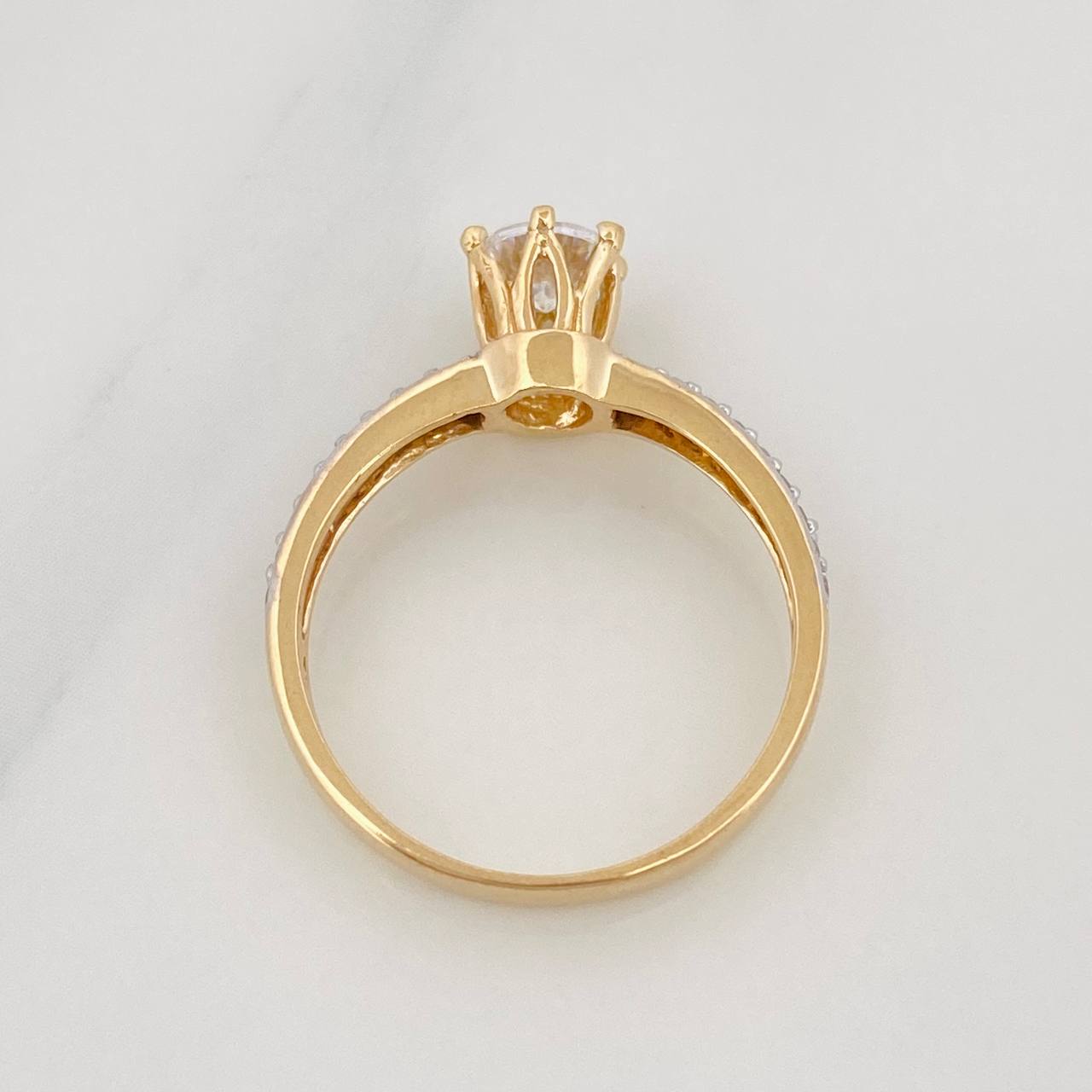 Solitaire Churumbela Ring 2.75g / T6 1/2 Two Yellow White Gold 18K