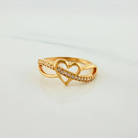 Heart Silhouette Ring 2.4g / Size 7 1/4 Yellow Gold 18K
