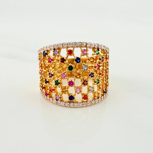 Mesh Ring 5.9g / T7 Two-Tone Yellow White Gold 18K