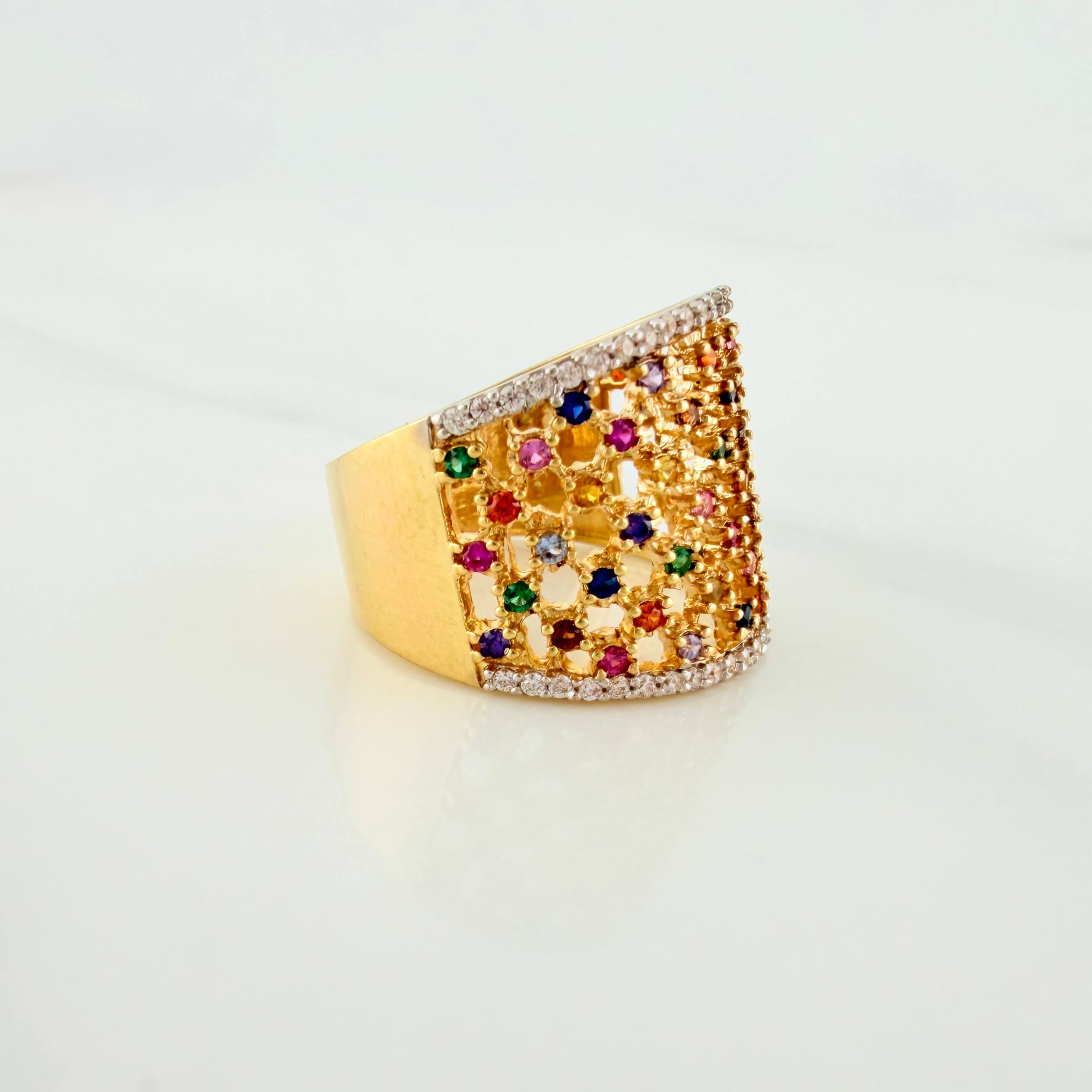 Mesh Ring 5.9g / T7 Two-Tone Yellow White Gold 18K