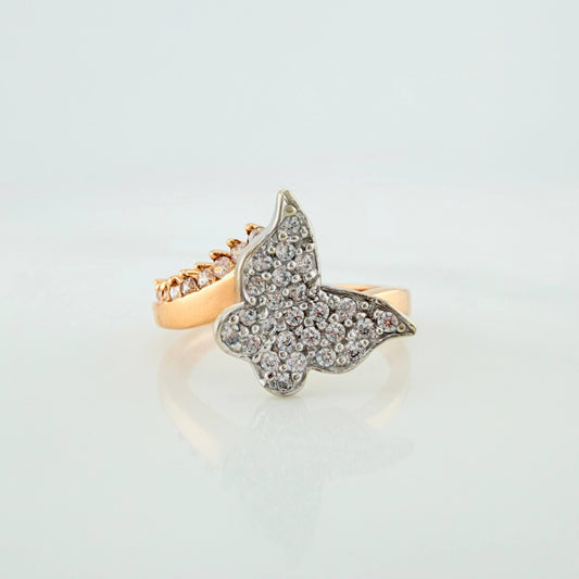 Butterfly Ring 3.1g / Size 5 3/4 Two-Tone White and Rose Gold 18K
