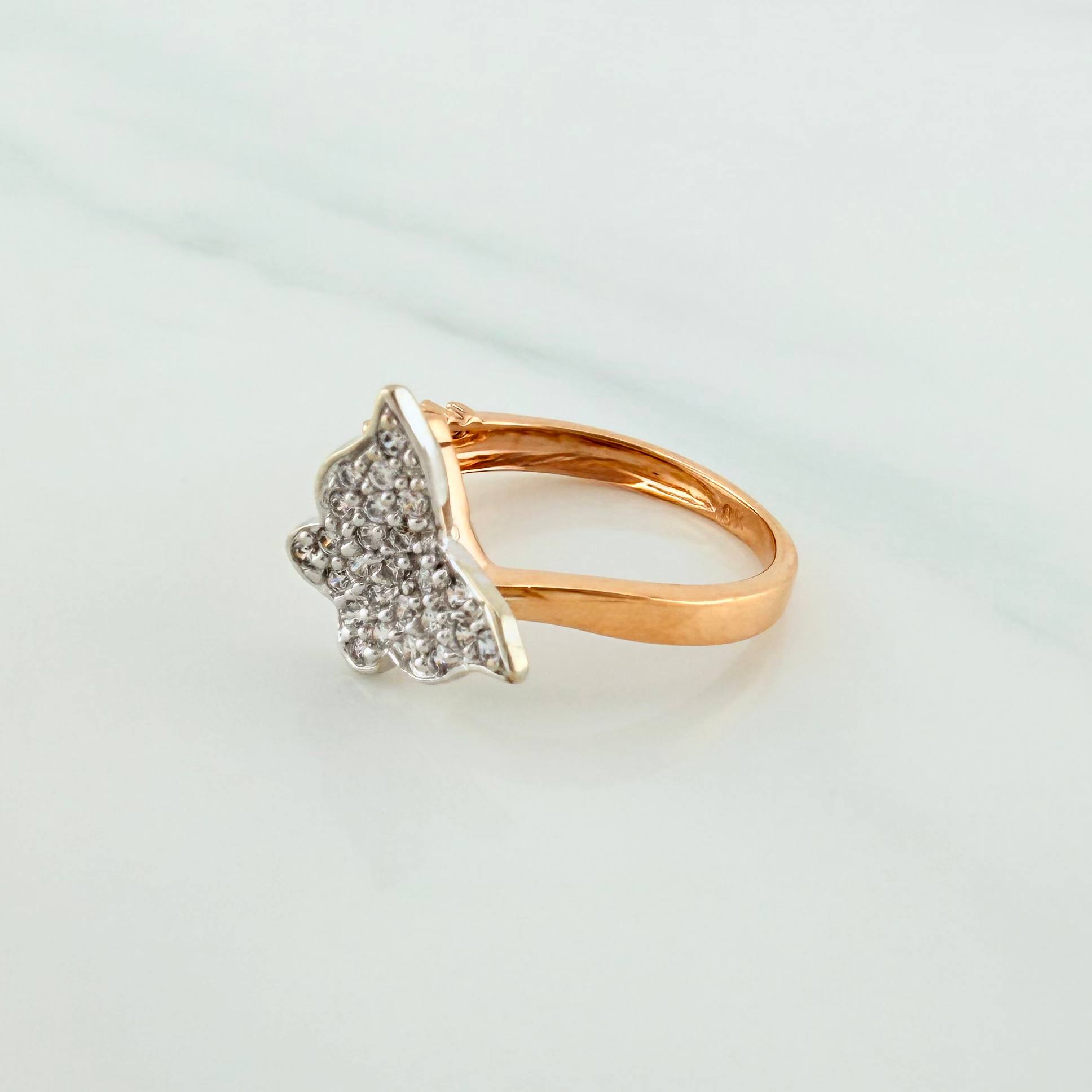 Anillo Mariposa 3.1g / T5 3/4 Dos Oros Blanco Rosa 18K