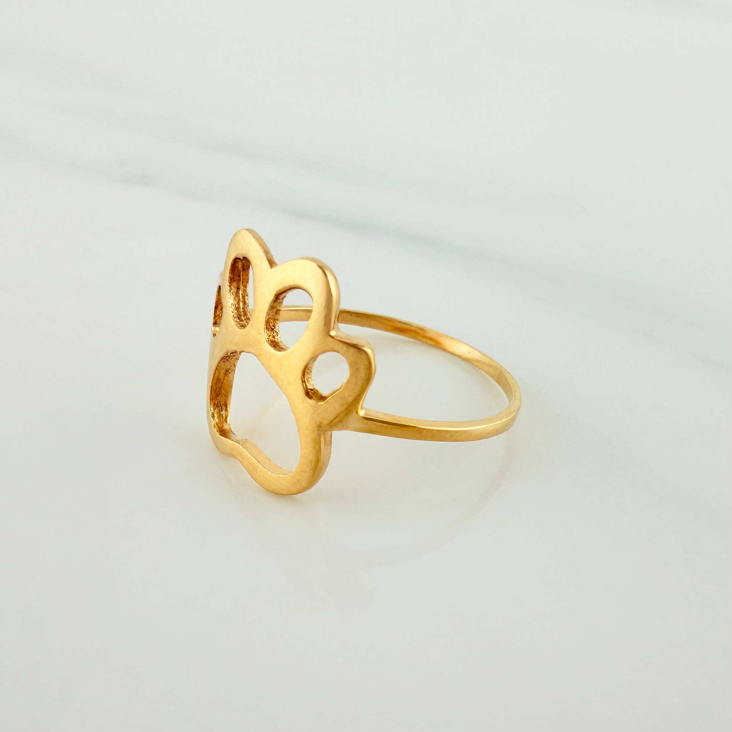 Fingerprint Silhouette Ring 1.95g / Size 7 1/4 Yellow Gold 18K