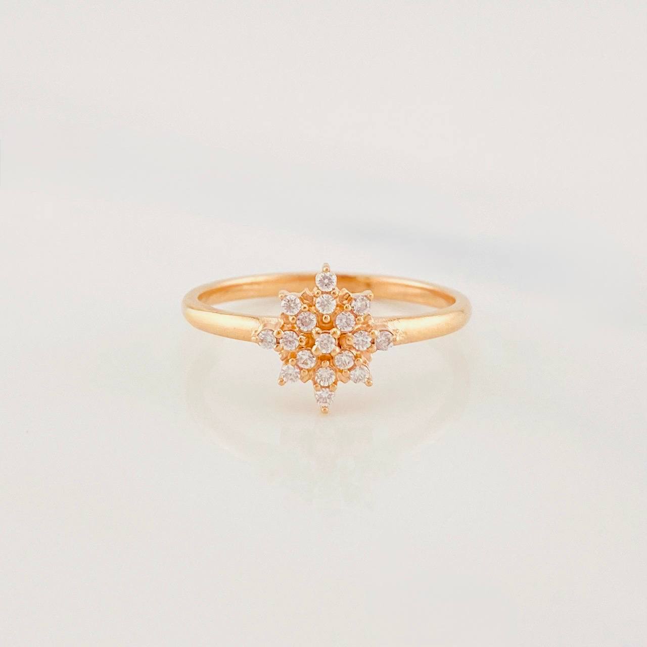 Anillo Flor 2.35g / T6 3/4 Oro Rosa 18K