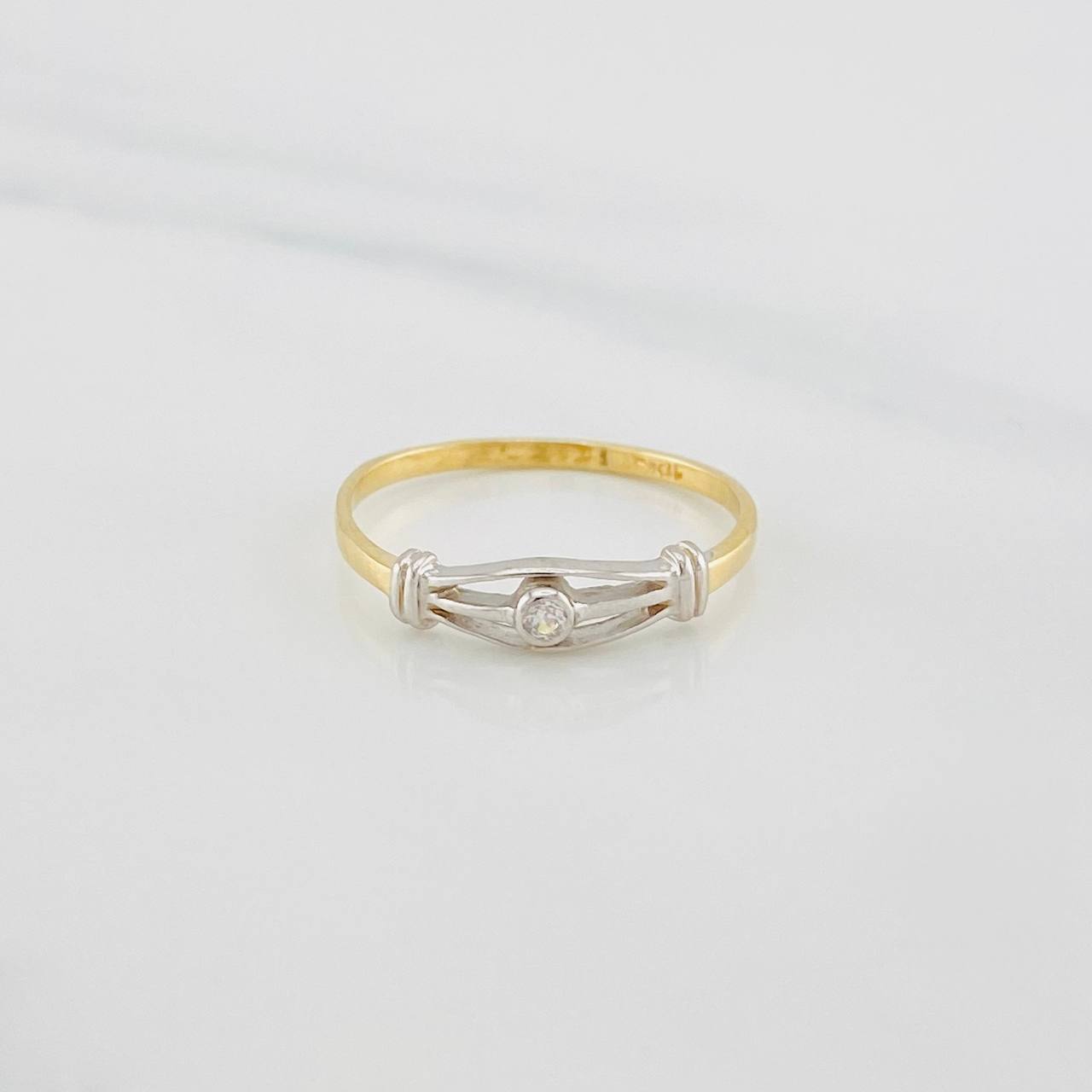 Anillo Halo 1.4g / T6 3/4 Dos Oros Amarillo Blanco 18K