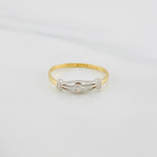 Halo Ring 1.4g / T6 3/4 Two-Tone Yellow White Gold 18K