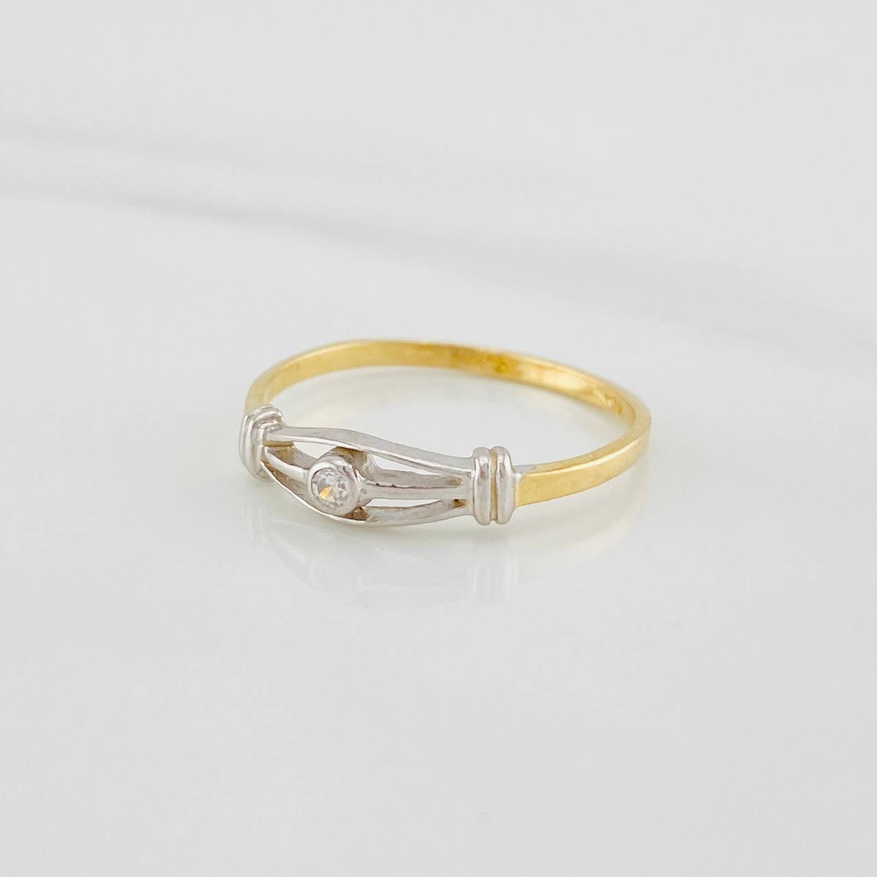 Anillo Halo 1.4g / T6 3/4 Dos Oros Amarillo Blanco 18K
