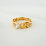 Anillo Solitario Corazones 4.3g / T7 1/4 Oro Amarillo 18K