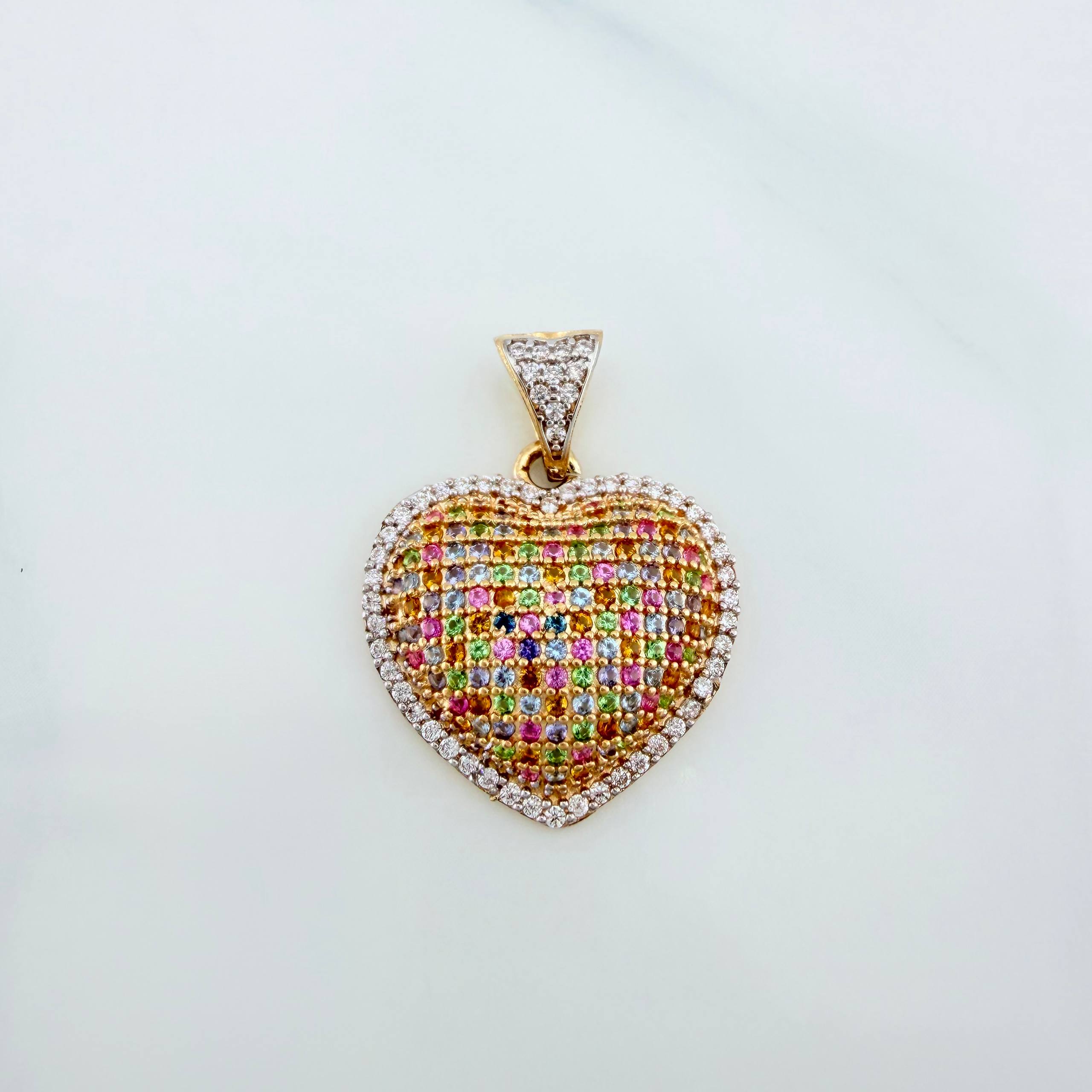 Dije Corazón Tupido 3.1g / 1 in Dos Oros Amarillo Blanco 18K