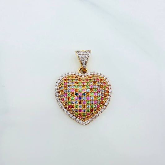 Dije Corazón Tupido 3.1g / 1 in Dos Oros Amarillo Blanco 18K