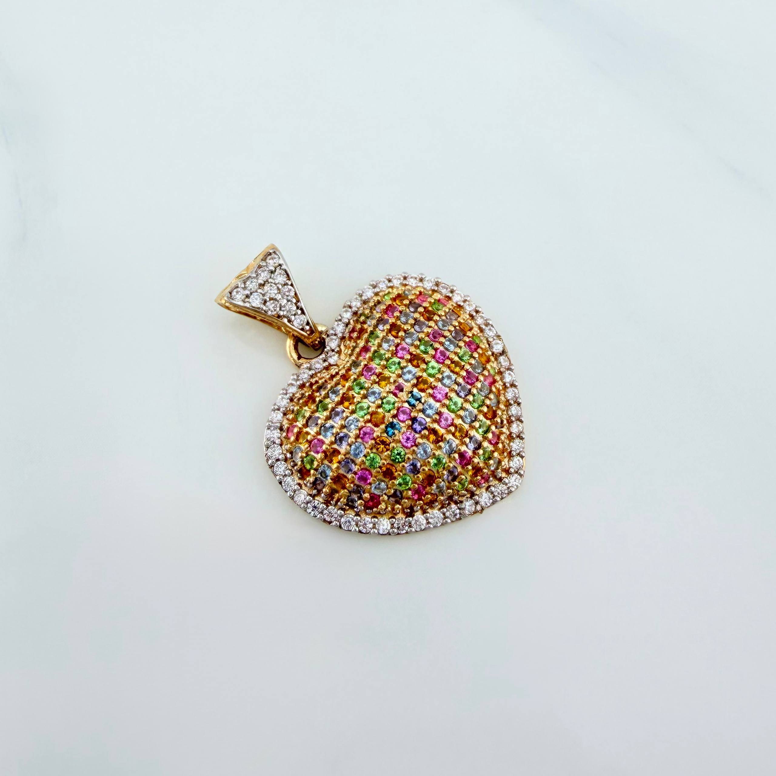 Dije Corazón Tupido 3.1g / 1 in Dos Oros Amarillo Blanco 18K