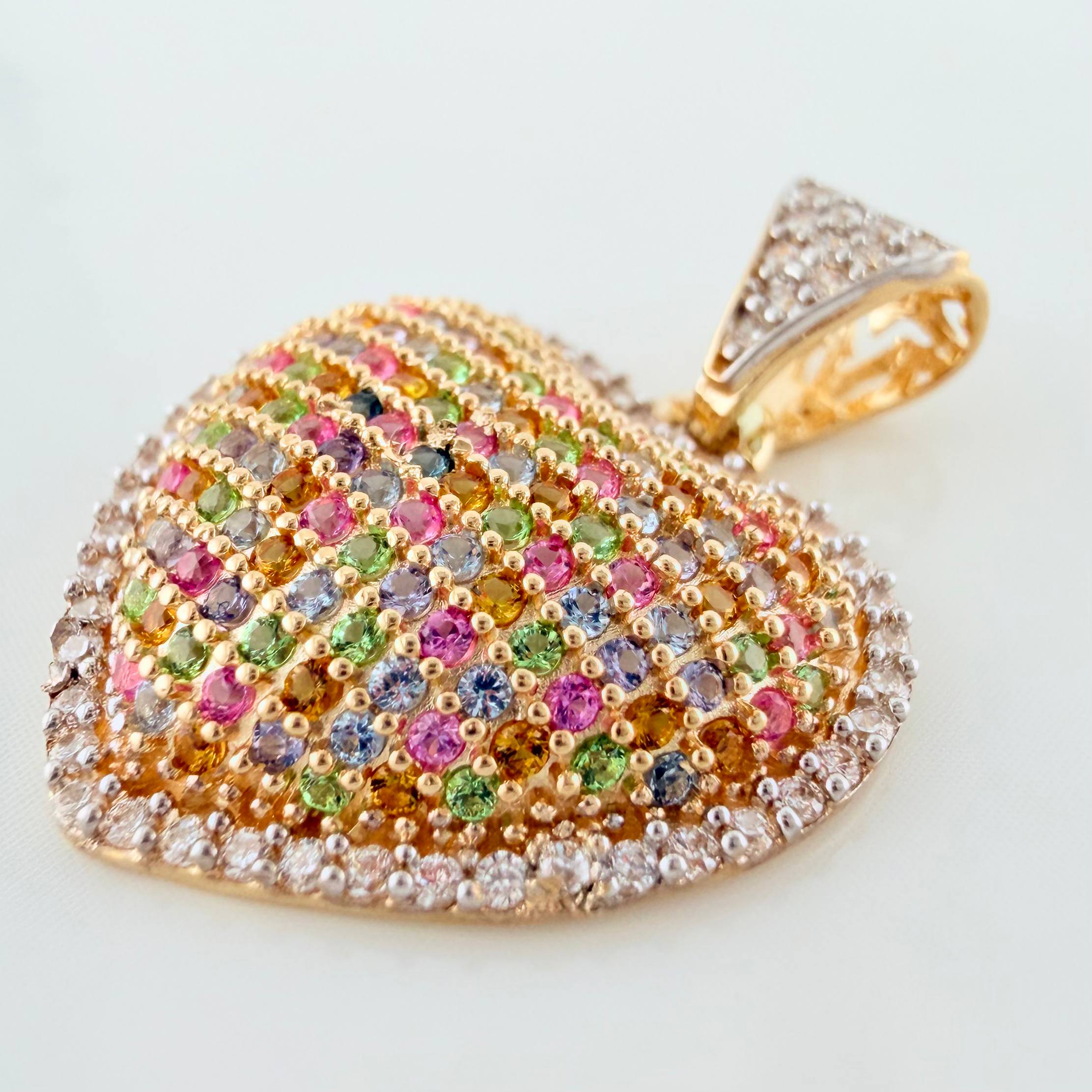 Dije Corazón Tupido 3.1g / 1 in Dos Oros Amarillo Blanco 18K