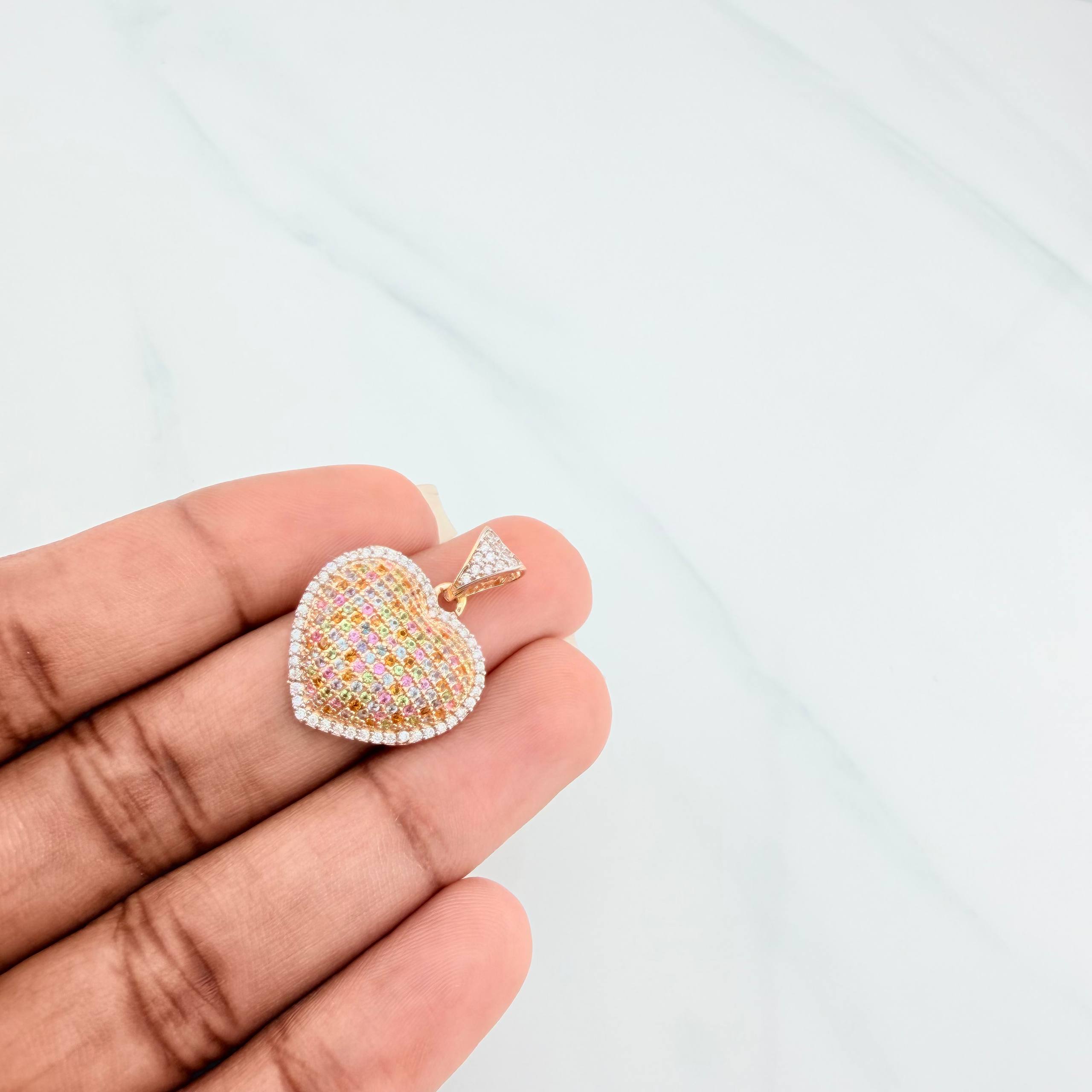 Dije Corazón Tupido 3.1g / 1 in Dos Oros Amarillo Blanco 18K
