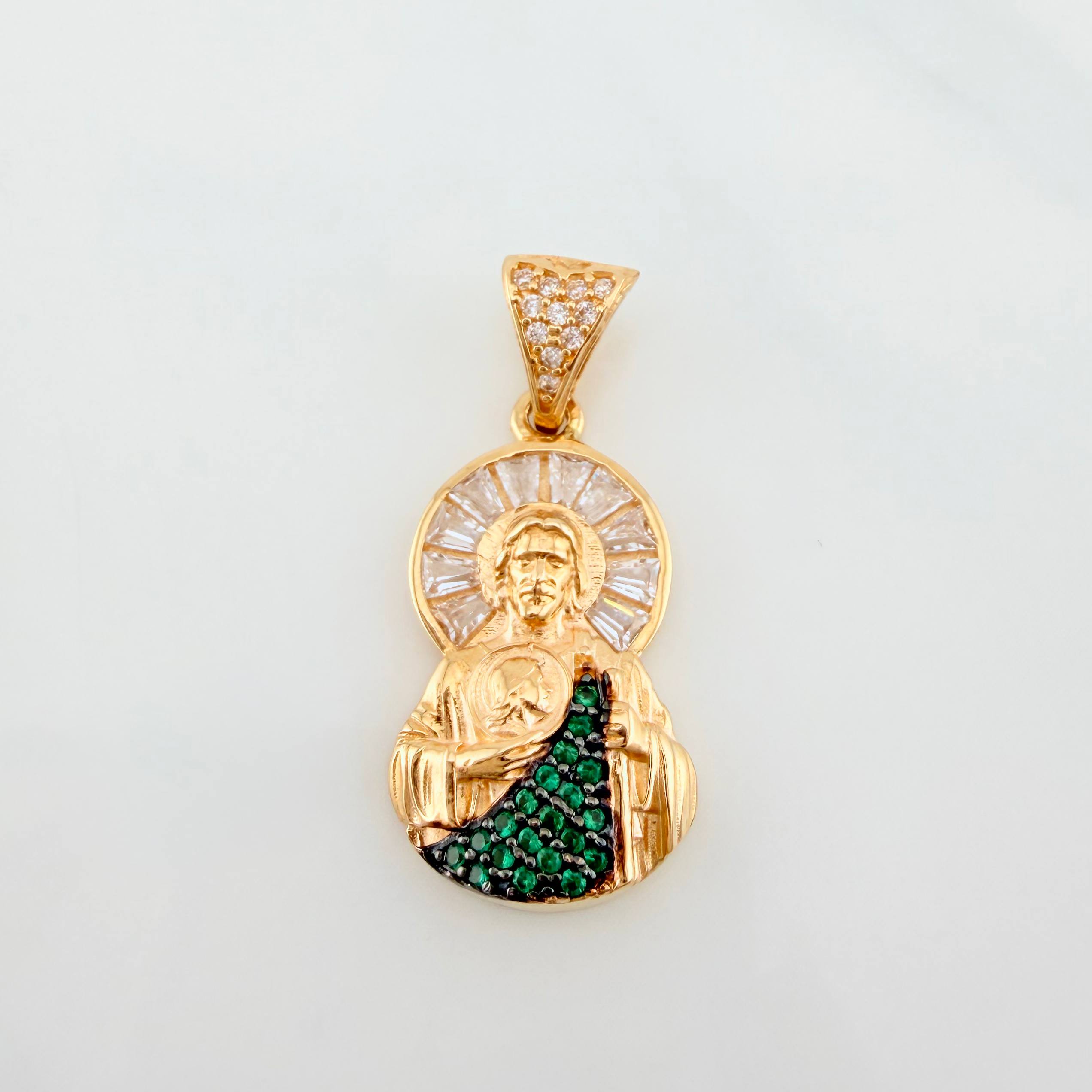 Pendant Saint Jude 3.2g / 1 in Two-Tone Black Yellow 18K Gold