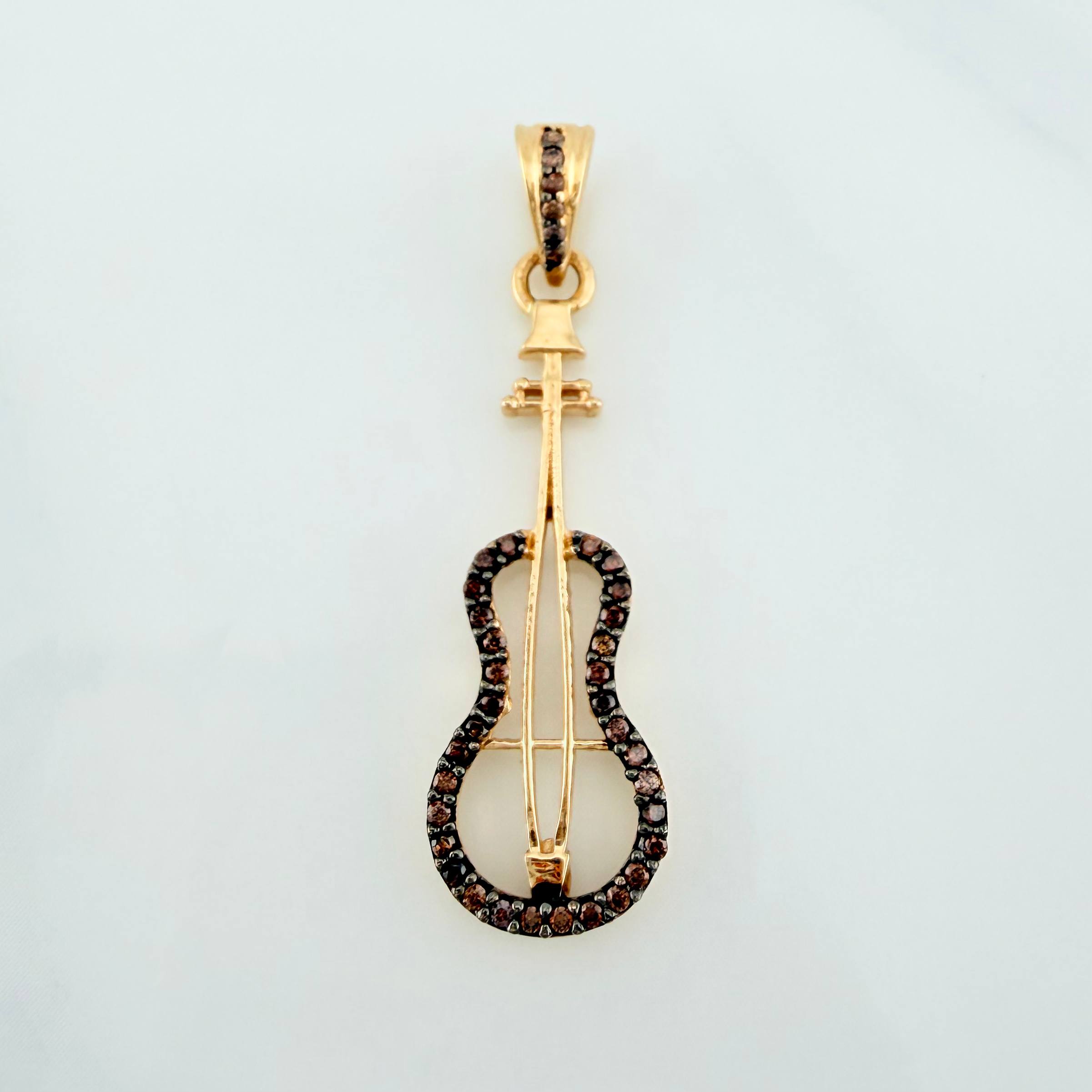 Dije Guitarra 1.9g / 1 1/2 in Dos Oros Negro Amarillo 18K