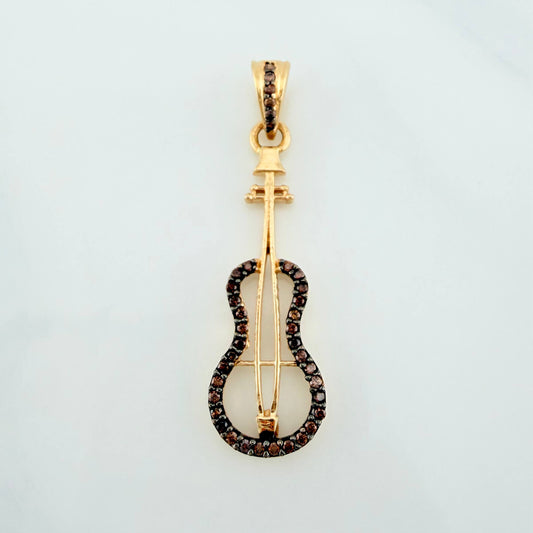 Dije Guitarra 1.9g / 1 1/2 in Dos Oros Negro Amarillo 18K