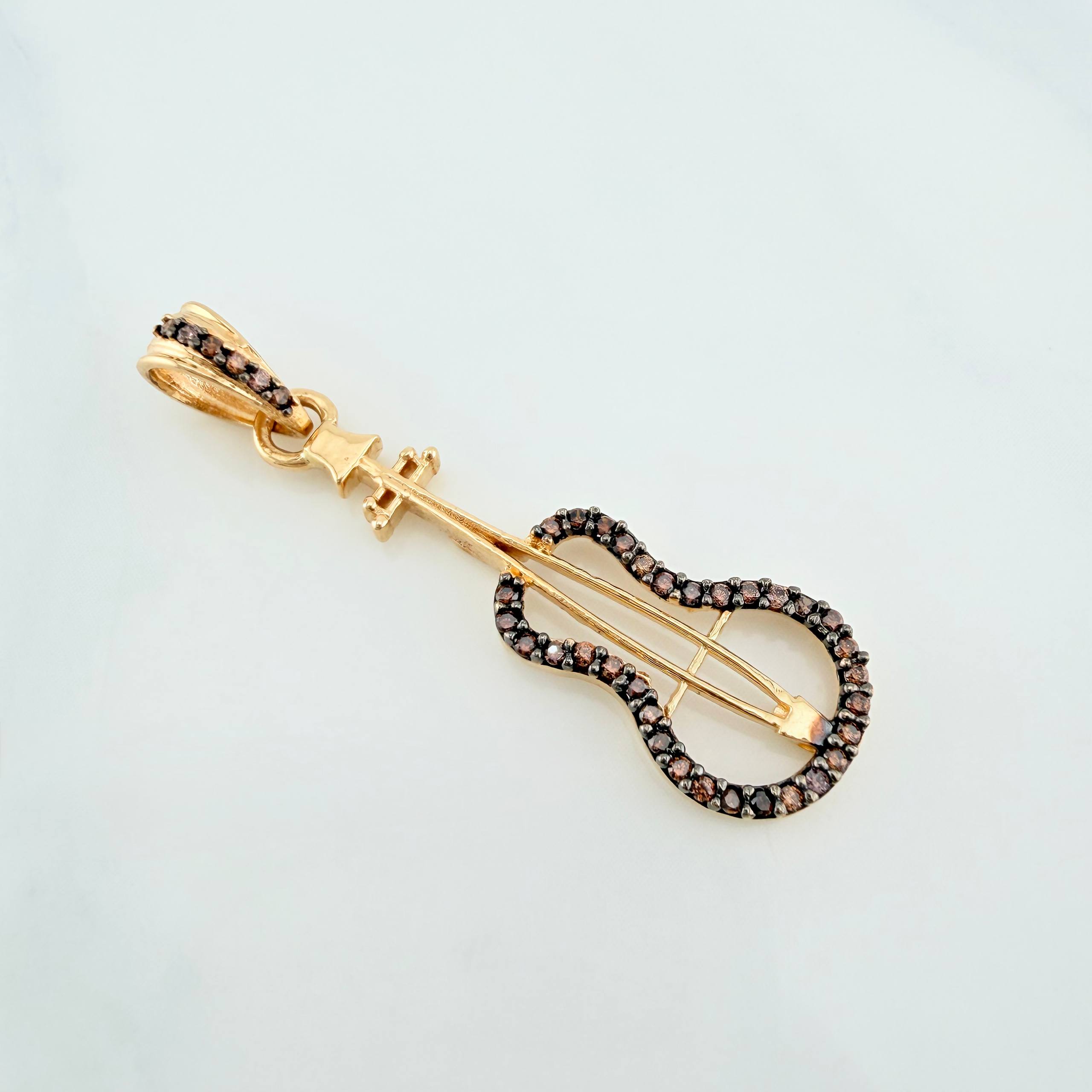Dije Guitarra 1.9g / 1 1/2 in Dos Oros Negro Amarillo 18K