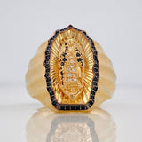Anillo Virgen Guadalupe 10.75g / T10 3/4 Dos Oros Negro Amarillo 18K