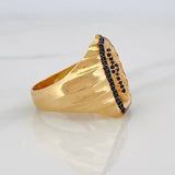 Anillo Virgen Guadalupe 10.75g / T10 3/4 Dos Oros Negro Amarillo 18K