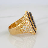 Anillo Virgen Guadalupe 8.4g / T11 1/4 Dos Oros Negro Amarillo 18K