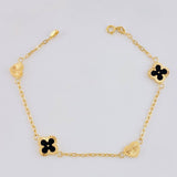 Bracelet Clover Heart Diamond Cut 2.65g / 7 1/4 in / 1.6mm Yellow Gold 18K