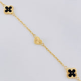 Pulso Cajón Trébol Corazón Diamantado 2.7g / 7 1/4 in / 1.6mm Oro Amarillo 18K