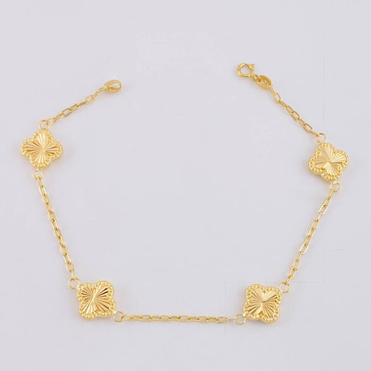 Pulso Cajón Trébol Diamantado 2.95g / 7 1/4 in / 1.6mm Oro Amarillo 18K