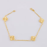 Diamond Cut Clover Box Bracelet 3.15g / 7 1/4 in / 1.6mm 18K Yellow Gold