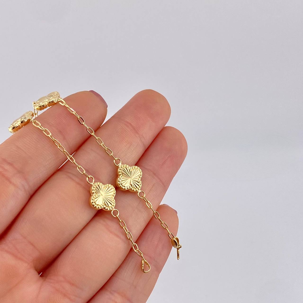 Bracelet Clover Diamond Cut 2.85g / 7 in / 1.6mm Yellow Gold 18K