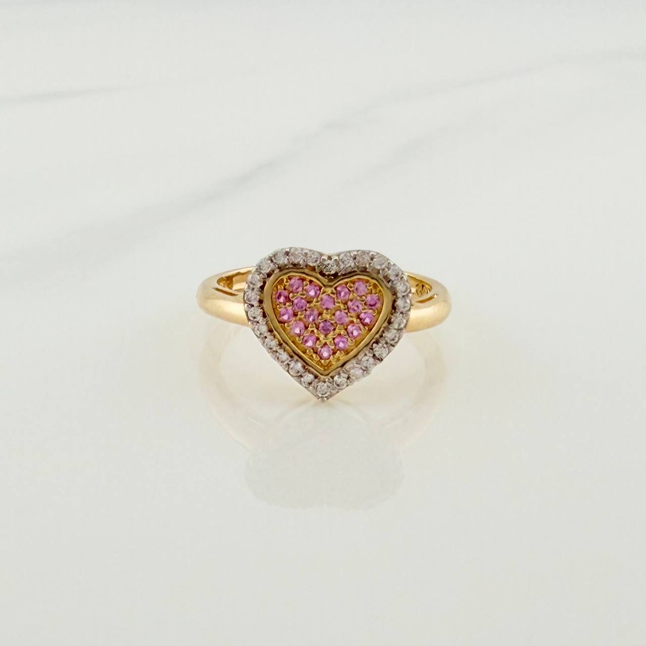 Dense Heart Ring 2.5gr / 5 1.4 / Two-Tone Yellow White Gold 18K &