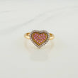 Dense Heart Ring 2.5gr / 5 1.4 / Two-Tone Yellow White Gold 18K &