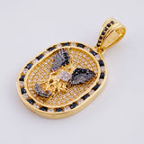 Dije Placa San Miguel 6.9g / 1 1/4 in Dos Oros Amarillo Blanco 18K