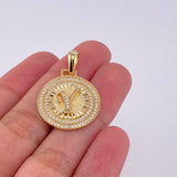 Dije Medalla Letra y 4.6g / 1 1/4 in Oro Amarillo 18K
