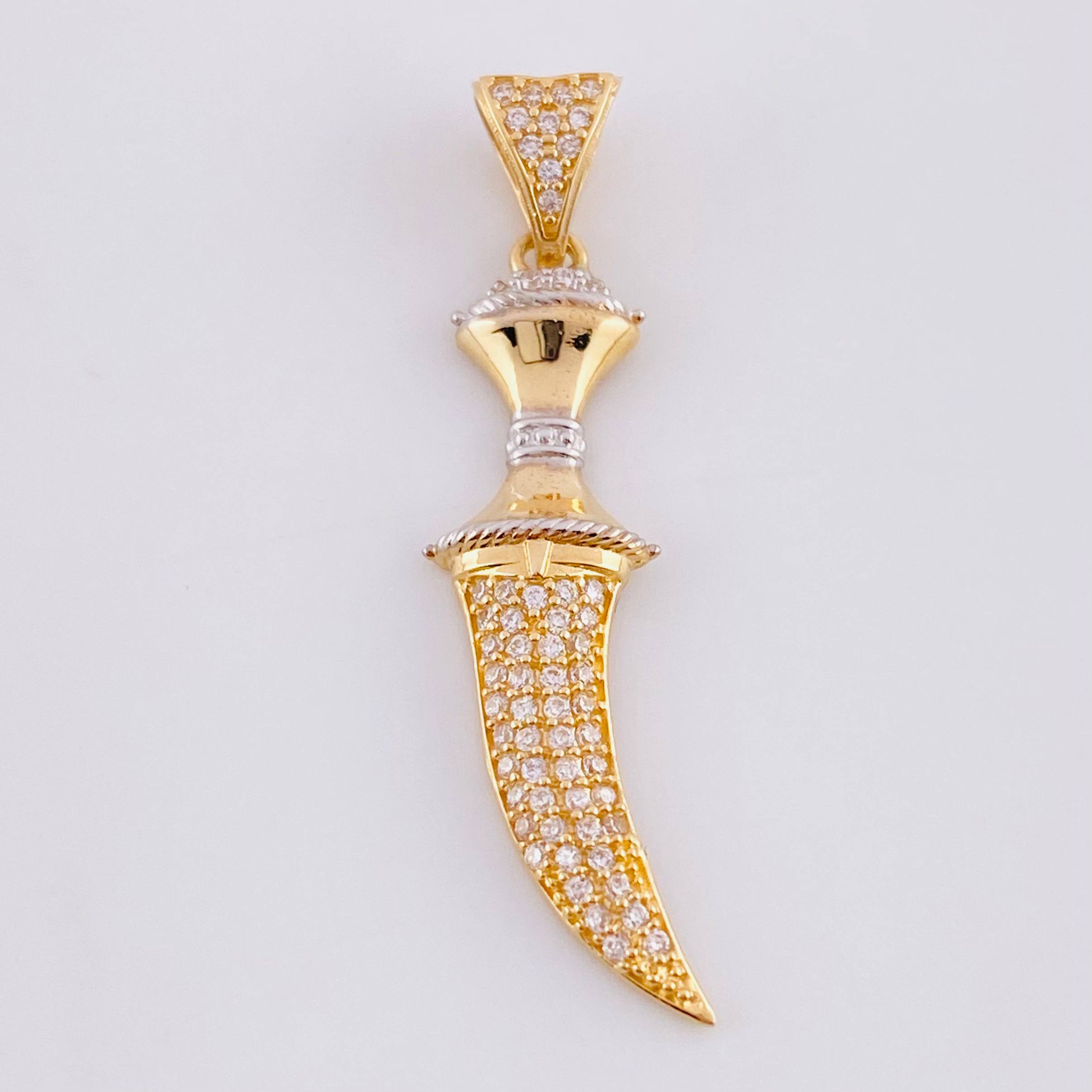 Pendant Sword 2.15g / 1 1/2 in Two Yellow White Gold 18K