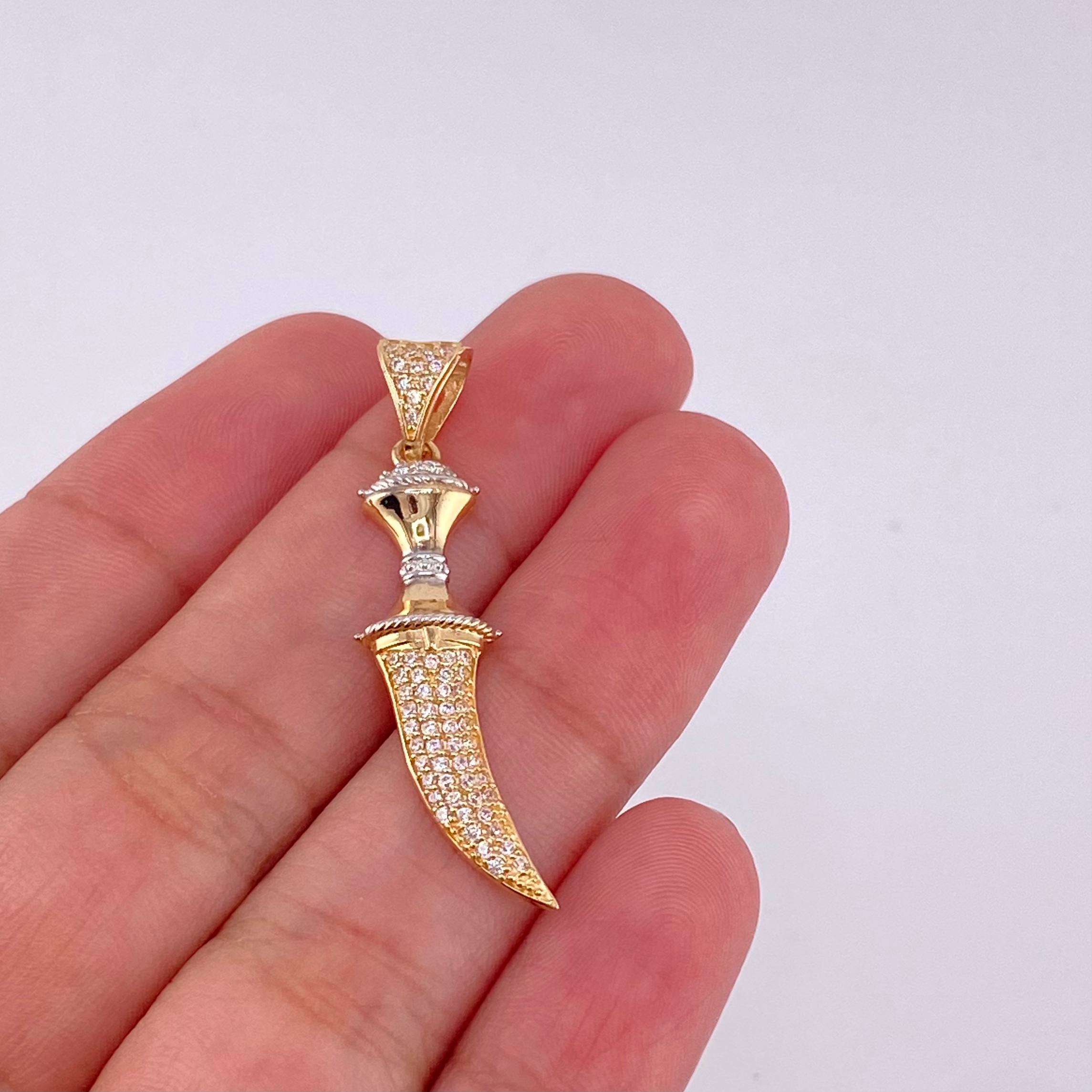 Pendant Sword 2.15g / 1 1/2 in Two Yellow White Gold 18K