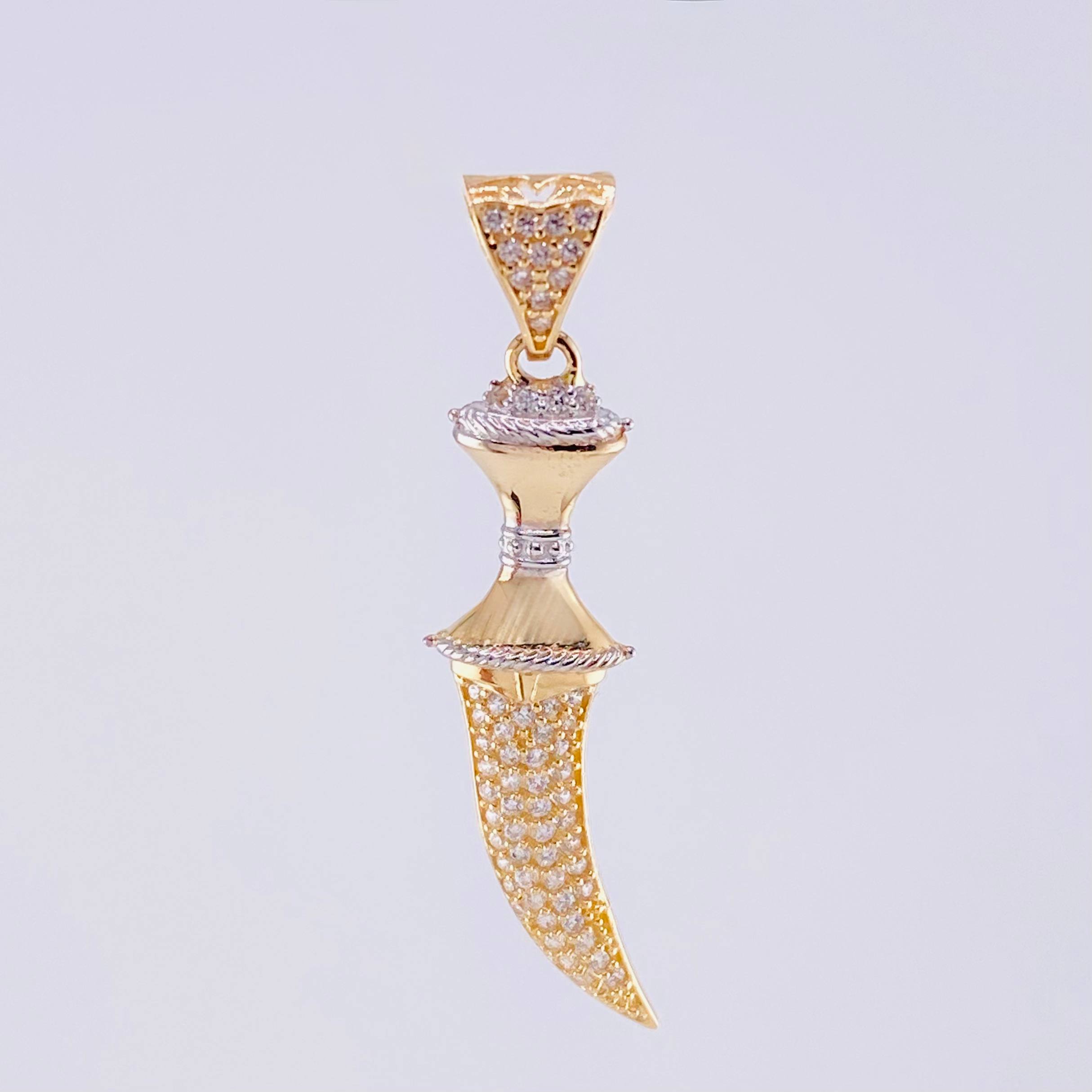 Pendant Sword 2.15g / 1 1/2 in Two Yellow White Gold 18K