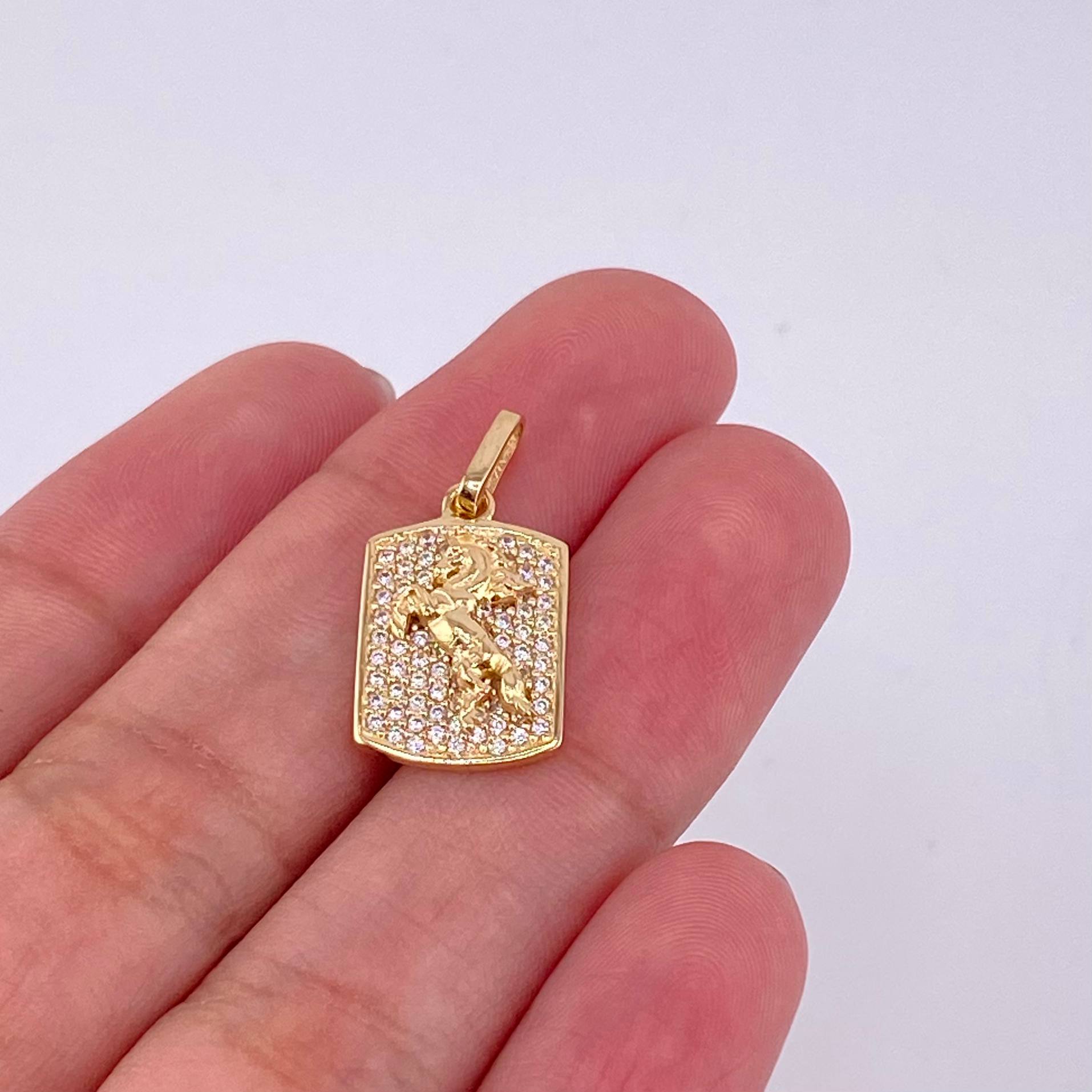 Dije Placa Caballo 2.25g / 1 in Oro Amarillo 18K