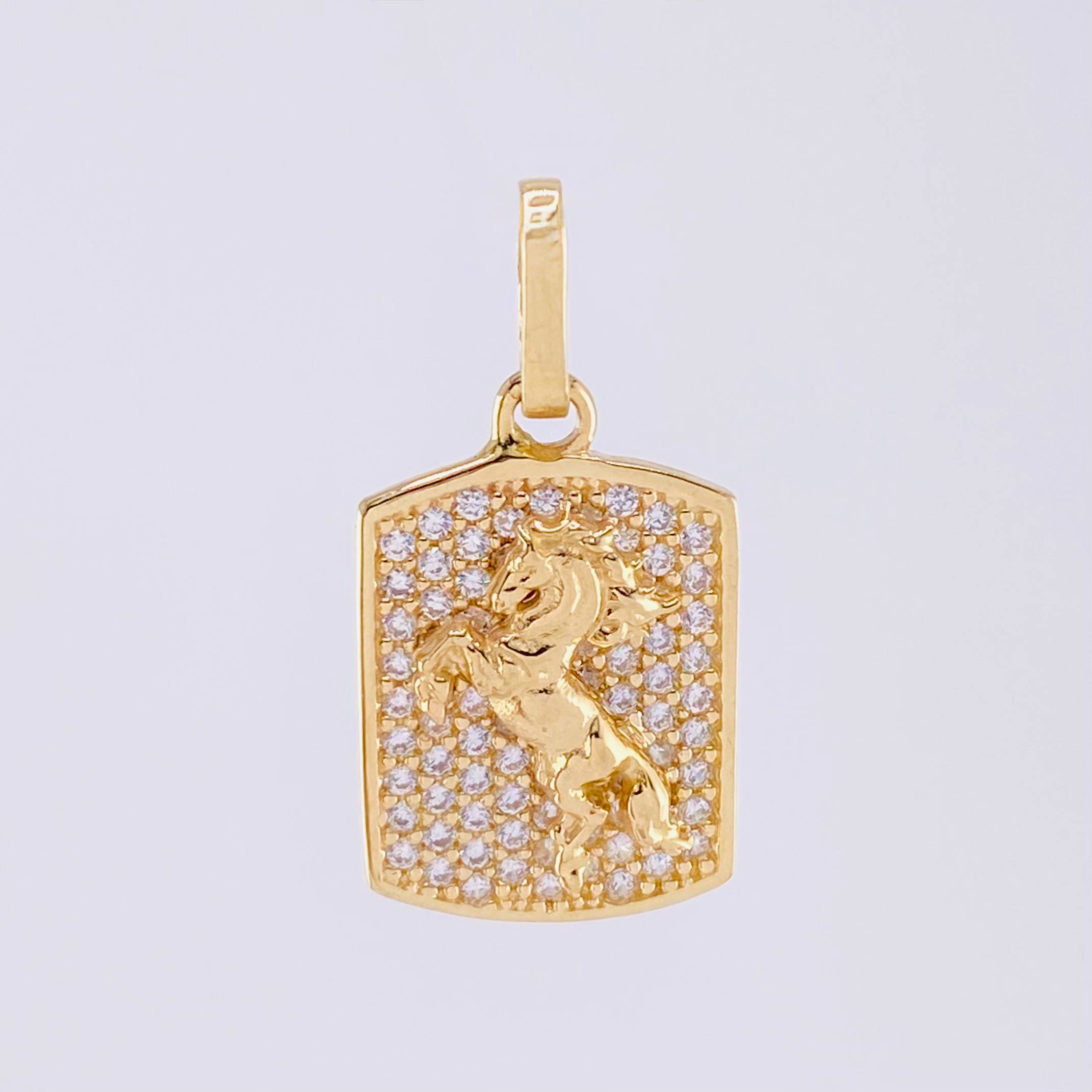 Dije Placa Caballo 2.25g / 1 in Oro Amarillo 18K