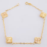 Diamond Cut Clover Box Bracelet 2.75g / 7 1/2 in / 1.6mm 18K Yellow Gold