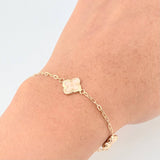 Diamond Cut Clover Box Bracelet 2.75g / 7 1/2 in / 1.6mm 18K Yellow Gold