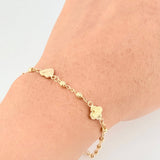 Pulso Militar Trébol Corazón Diamantado 2.6g / 7 1/2 in / 2.7mm Oro Amarillo 18K