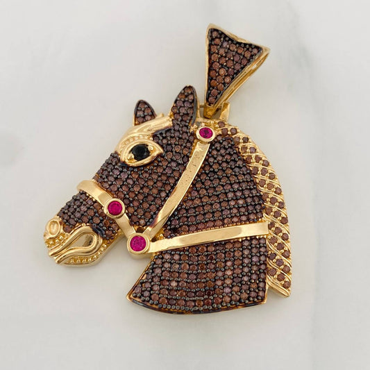 Dije Caballo 14.6g / 1 1/2 in Dos Oros Negro Amarillo 18K