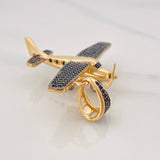 Dije Avioneta 8.35g / 1 3/4 in Dos Oros Negro Amarillo 18K