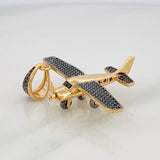 Dije Avioneta 8.35g / 1 3/4 in Dos Oros Negro Amarillo 18K